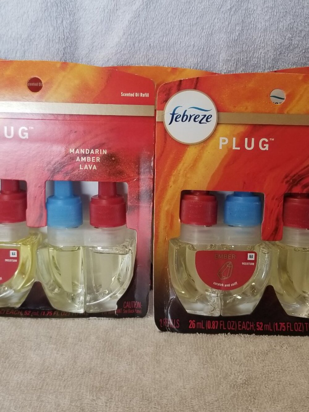 5 Febreze Plug Mandarin Amber LavaScented Oil Refil Brand New